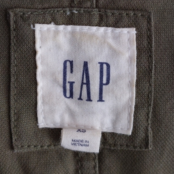 Gap Olive Green Drawstring Snaps Flap Pockets Casual Army Vest Z9 - Picture 5 of 7